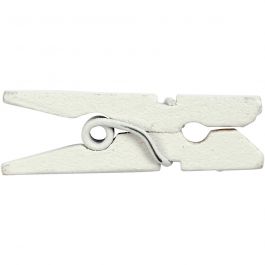 Mini wasknijpers, L: 25 mm, B: 3 mm, wit, 36 stuk/ 1 doos [HOB-56435]