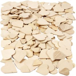 Coeurs mosaïque en bois, dim. 18-30 mm, ép. 2 mm, 60 pièces/ 1 Pq. [HOB-565791]
