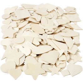 Mosaïques en bois - différentes formes, dim. 1,3-5,5 cm, 500 pièce/ 1 Pq. [HOB-565891]