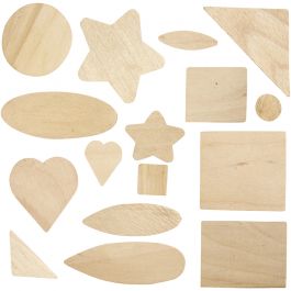 Mosaïques en bois - différentes formes, dim. 1,3-5,5 cm, 60 pièces/ 1 Pq. [HOB-565892]