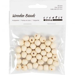 Houten kraal, d 10 mm, gatgrootte 2,5 mm, 40 stuk/ 1 doos [HOB-566640]