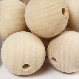 Houten kraal, d 40 mm, gatgrootte 7 mm, 30 stuk/ 1 doos [HOB-566770]