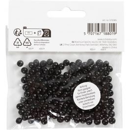 Houten Kralen, d 5 mm, gatgrootte 1,5 mm, ca. 150 stuk, zwart, 6 gr/ 1 doos [HOB-570395]