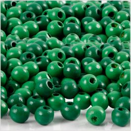 Houten Kralen, d 5 mm, gatgrootte 1,5 mm, groen, 6 gr/ 1 doos [HOB-570397]