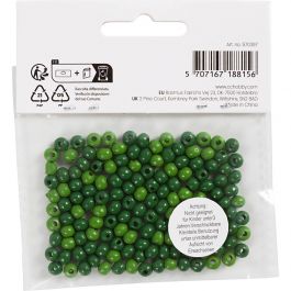 Houten Kralen, d 5 mm, gatgrootte 1,5 mm, ca. 150 stuk, groen, 6 gr/ 1 doos [HOB-570397]