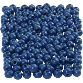 Houten Kralen, d 5 mm, gatgrootte 1,5 mm, blauw, 6 gr/ 1 doos [HOB-570398]