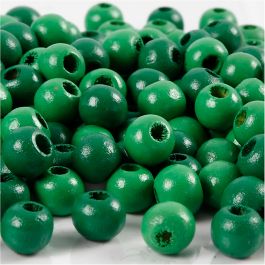 Houten Kralen, d 8 mm, gatgrootte 2 mm, groen, 15 gr/ 1 doos [HOB-570497]