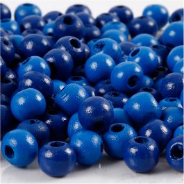 Houten Kralen, d 8 mm, gatgrootte 2 mm, blauw, 15 gr/ 1 doos [HOB-570498]