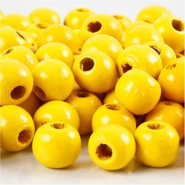 Houten Kralen, d 10 mm, gatgrootte 3 mm, geel, 20 gr/ 1 doos [HOB-570593]