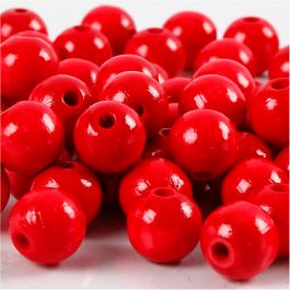 Houten Kralen, d 10 mm, gatgrootte 3 mm, rood, 20 gr/ 1 doos [HOB-570594]