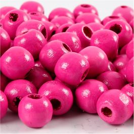 Houten kralen, d 10 mm, gatgrootte 3 mm, roze, 70 stuk, 20 gr/ 1 doos [HOB-570596]