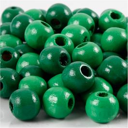 Houten Kralen, d 10 mm, gatgrootte 3 mm, groen, 20 gr/ 1 doos [HOB-570597]