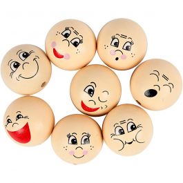 Têtes emoticône, d 30 mm, beige clair, 16 pièces/ 1 Pq. [HOB-57095]
