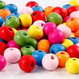 Houten kralen, d 8 mm, gatgrootte 1,5-2 mm, diverse kleuren, 500 gr/ 1 zak [HOB-57106]