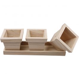 Mini-jardinière en bois, dim. 27x9x9 cm, 1 set [HOB-576260]