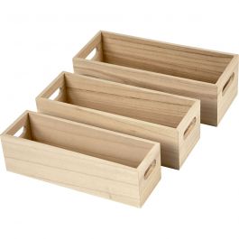 Bacs de rangement, H: 6,5-7,5cm, L: 22+23,5+25cm, L: 6,5+7,5+8,5cm, 3 pièces/ 1 set [HOB-57697]
