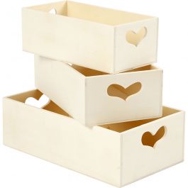 Boites de rangement, H : 6,3+5,8+5,5 cm, L : 20,5+18+15,8 cm, L : 11,5+9,8+7,8 cm, 3 pièces/ 1 set [HOB-57767]