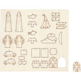Figurines à assembler, quotidien, L: 15,5cm, L: 17cm, ép. 3 mm, 1 Pq. [HOB-57881]