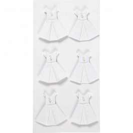 Autocollants en relief, robe, dim. 35x31 mm, blanc, 6 pièces/ 1 Pq. [HOB-586044]