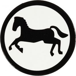 Label, paard, d 25 mm, wit/zwart, 20 stuk/ 1 doos [HOB-587017]