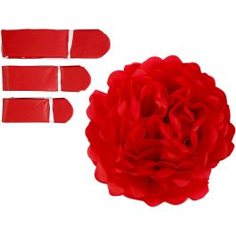 Pompons en papier, d 20+24+30cm, 16 gr, rouge, 3 pièces/ 1 Pq. [HOB-590003]