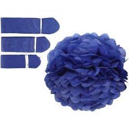 Pompons en papier, d 20+24+30cm, 16 gr, bleu foncé, 3 pièces/ 1 Pq. [HOB-590004]
