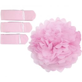 Pompons en papier, d 20+24+30cm, 16 gr, rose clair, 3 pièces/ 1 Pq. [HOB-590009]