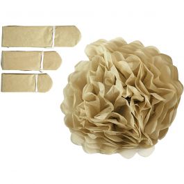 Pompons en papier, d 20+24+30cm, 16 gr, or, 3pièces/ 1 Pq. [HOB-590029]