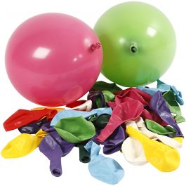 Ballonnen, rond, d 23 cm, diverse kleuren, 100 stuk/ 1 doos [HOB-59107]