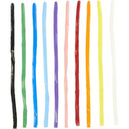 Ballonnen, modelleren, L: 130 cm, diverse kleuren, 10 stuk/ 1 doos [HOB-59178]