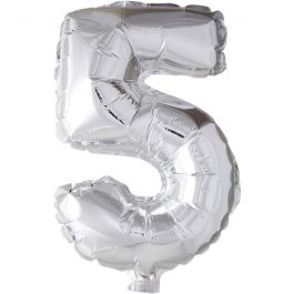 Ballon en aluminium, 5, H : 41 cm, argent, 1 pièce [HOB-59189]