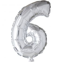 Ballon en aluminium, 6, H : 41 cm, argent, 1 pièce [HOB-59190]