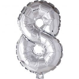 Ballon en aluminium, 8, H : 41 cm, argent, 1 pièce [HOB-59192]