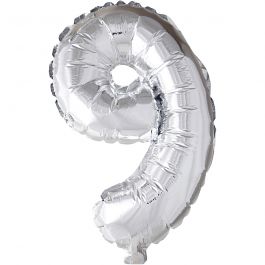 Ballon en aluminium, 9, H : 41 cm, argent, 1 pièce [HOB-59193]