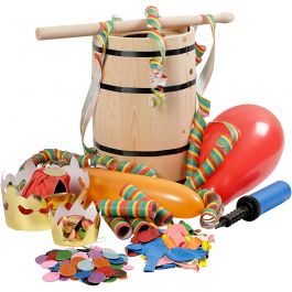 Carnavals ton met toebehoren, H: 38 cm, klein, 1 set [HOB-59208]