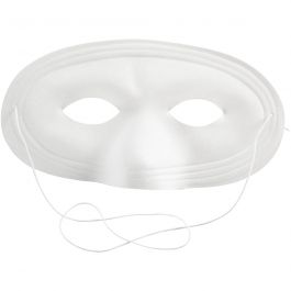 Masque demi-visage, H: 10cm, L: 17,5cm, blanc, 1 pièce [HOB-592400]