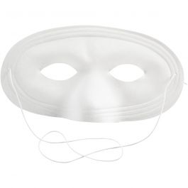 Masque demi-visage, H: 10cm, L: 17,5cm, blanc, 12 pièces/ 1 Pq. [HOB-59240]