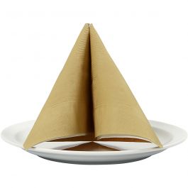 Servetten, afm 40x40 cm, 60 gr, goud, 20 stuk/ 1 doos [HOB-598019]
