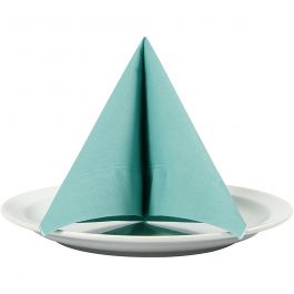 Servetten, witte achterkant, afm 33x33 cm, licht turquoise, 20 stuk/ 1 doos [HOB-599016]