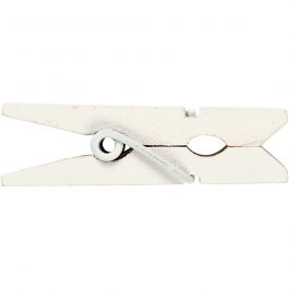 Mini wasknijper, afm 35x7 mm, dikte 9 mm, wit, 20stuk/ 1 doos [HOB-599601]