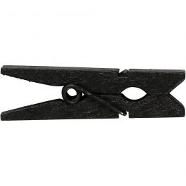 Mini wasknijper, afm 35x7 mm, dikte 9 mm, zwart, 20 stuk/ 1 doos [HOB-599602]