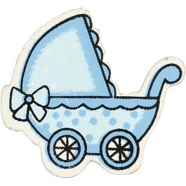 Kinderwagen, afm 34x31 mm, dikte 1,7 mm, lichtblauw, 10 stuk/ 1 doos [HOB-599711]