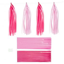 Pompons en papier, dim. 12x35 cm, rose, rose clair, 12 pièces/ 1 Pq. [HOB-599809]