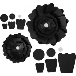 Papieren bloemen, d 15+25 cm, 230 gr, zwart, 2 stuk/ 1 doos [HOB-599902]