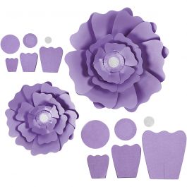 Papieren bloemen, d 15+25 cm, 230 gr, paars, 2 stuk/ 1 doos [HOB-599905]