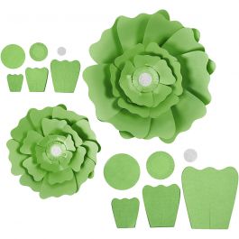 Papieren bloemen, d 15+25 cm, 230 gr, groen, 2 stuk/ 1 doos [HOB-599907]