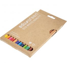 Crayons de Couleur Jumbo Edugreen, ép. 10 mm, mine 5 mm, ass. de couleurs, 12 pièces/ 1 Pq. [HOB-408112]