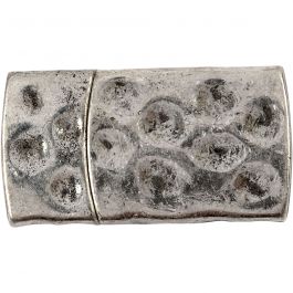 Magnetische sluiting, afm 7x29 mm, gatgrootte 3x10 mm, antiek zilver, 1 stuk [HOB-600010]