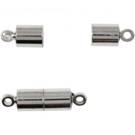 Magneetsluiting met ogen, L: 17 mm, d 5 mm, verzilverd, 2 stuk/ 1 doos [HOB-600270]