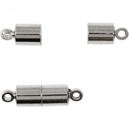Magneetsluiting met ogen, L: 15 mm, d 5 mm, verzilverd, 10 stuk/ 1 doos [HOB-60027]